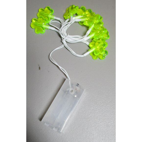 Greenbrier Shamrock LED String Lights Green 3 Ft 10 Lights Battery DIY Crafts - Picture 2 of 4